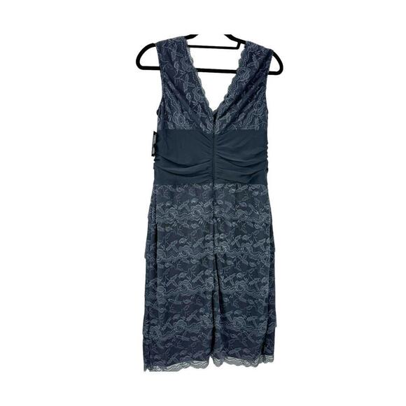 Marina Sheath Multi Tiered Lace Dress Sleeveless Gray Size 10 NWT - Picture 4 of 12